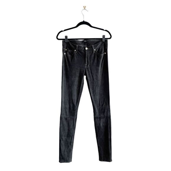 7 For All Mankind Womens Dark Wash Stretchable Skinny Jeans Olive Green Size 28 - Picture 2 of 10